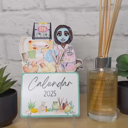 2025 Mini Spa Desk Calendar, Self Care Calendar, African American, Style Bbob