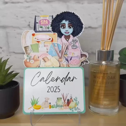 2025 Mini Spa Desk Calendar: Afro Spa Girl Self Care